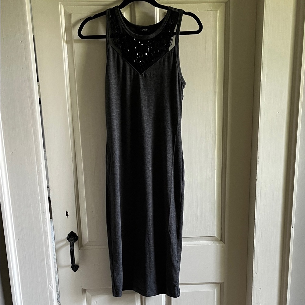 Express Black Midi Dress with Sequin Detail